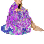 Round Fleece Blankets, Elegant Purple and Blue Limelight Hydrangea