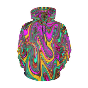Hoodies for Women, Marbled Hot Pink and Sea Foam Green Abstract Art