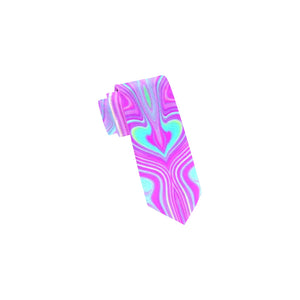 Neck Ties, Trippy Hot Pink and Aqua Blue Abstract Pattern