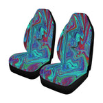 Car Seat Covers, Groovy Abstract Retro Art in Blue and Red