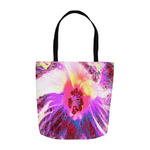 Tote Bags, Psychedelic Trippy Rainbow Colors Hibiscus Flower