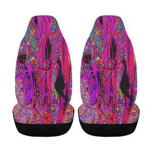 Car Seat Covers, Trippy Abstract Rainbow Oriental Lily Flowers