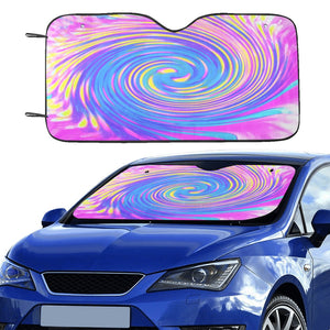 Auto Sun Shades, Cool Abstract Pink Blue and Yellow Twirl