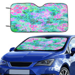 Auto Sun Shade, Pretty Magenta and Royal Blue Garden Flowers