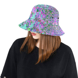Bucket Hats, Elegant Aqua and Purple Limelight Hydrangea Detail