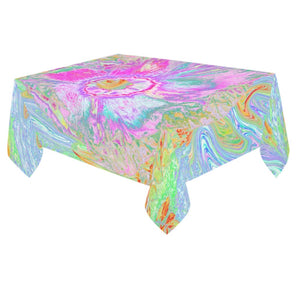 Tablecloths for Rectangle Tables, Psychedelic Hot Pink and Ultra-Violet Hibiscus