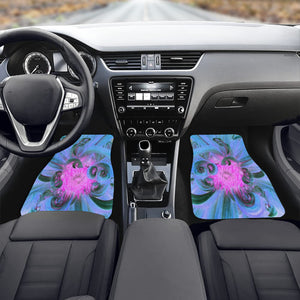 Car Floor Mats - Festive Blue and Hot Pink Dahlia Flower Petals - Front Set of 2