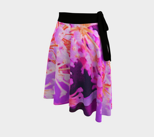 Artsy Wrap Skirt, Cool Abstract Retro Nature in Purple and Coral