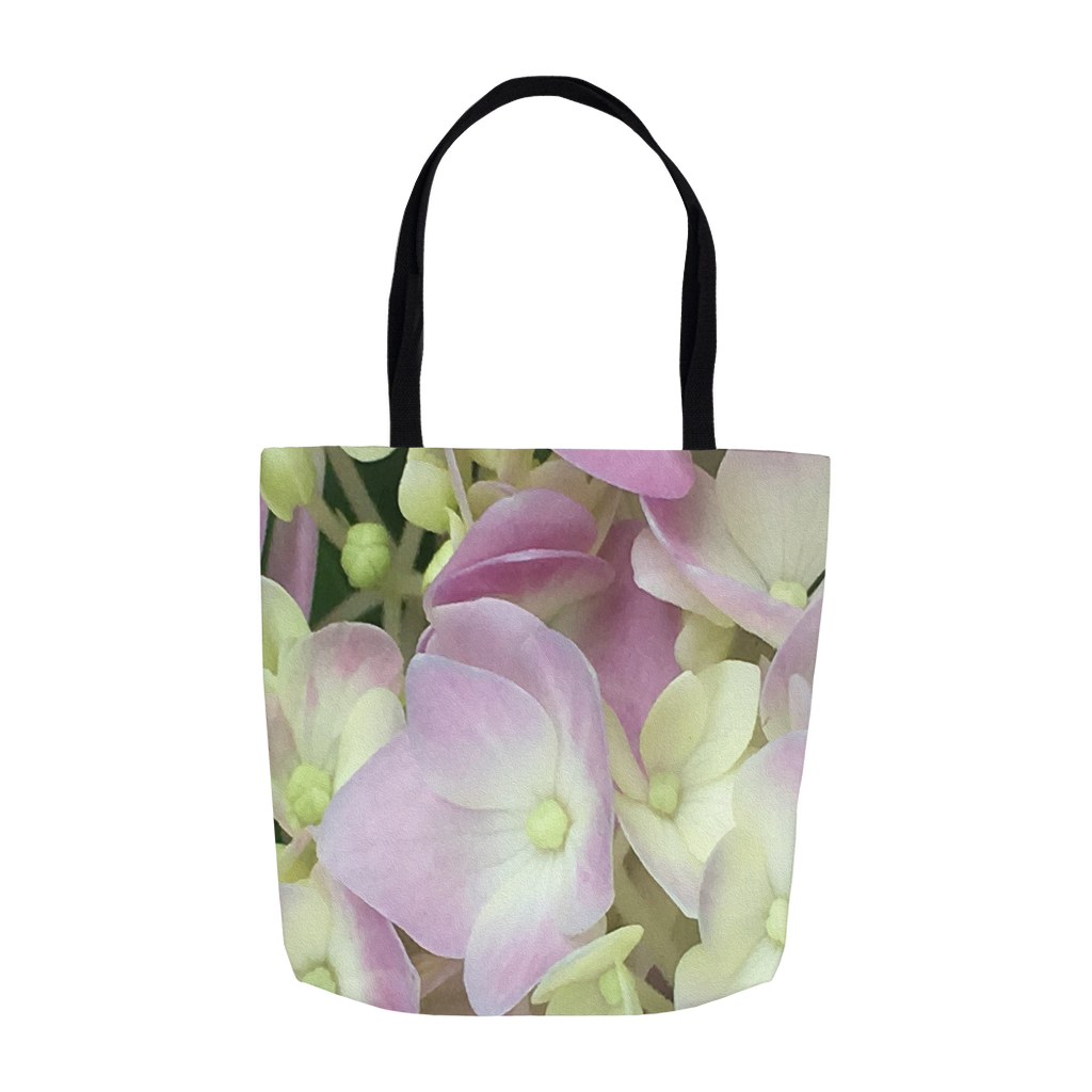 Floral Tote Bags, Antique White and Dusty Pink Hydrangea Petals