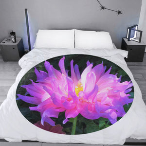 Round Throw Blankets, Stunning Pink and Purple Cactus Dahlia