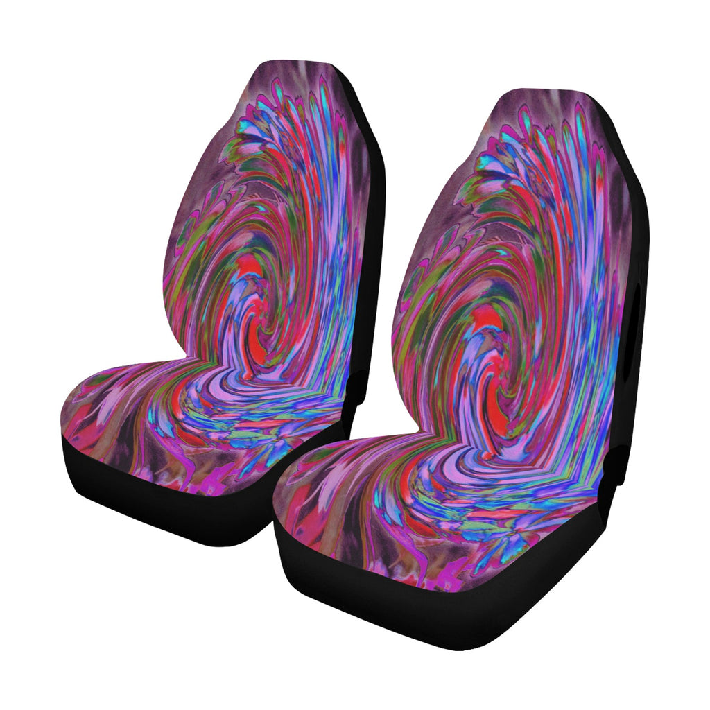 Car Seat Covers, Cool Red, Blue and Pink Abstract Floral Swirl