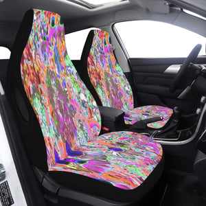 Car Seat Covers, Psychedelic Hot Pink and Lime Green Garden Flowers