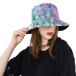 Bucket Hats, Elegant Aqua and Purple Limelight Hydrangea Detail