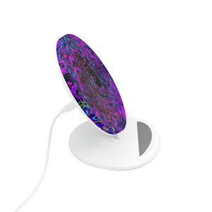Induction Charger, Trippy Black and Magenta Retro Liquid Swirl
