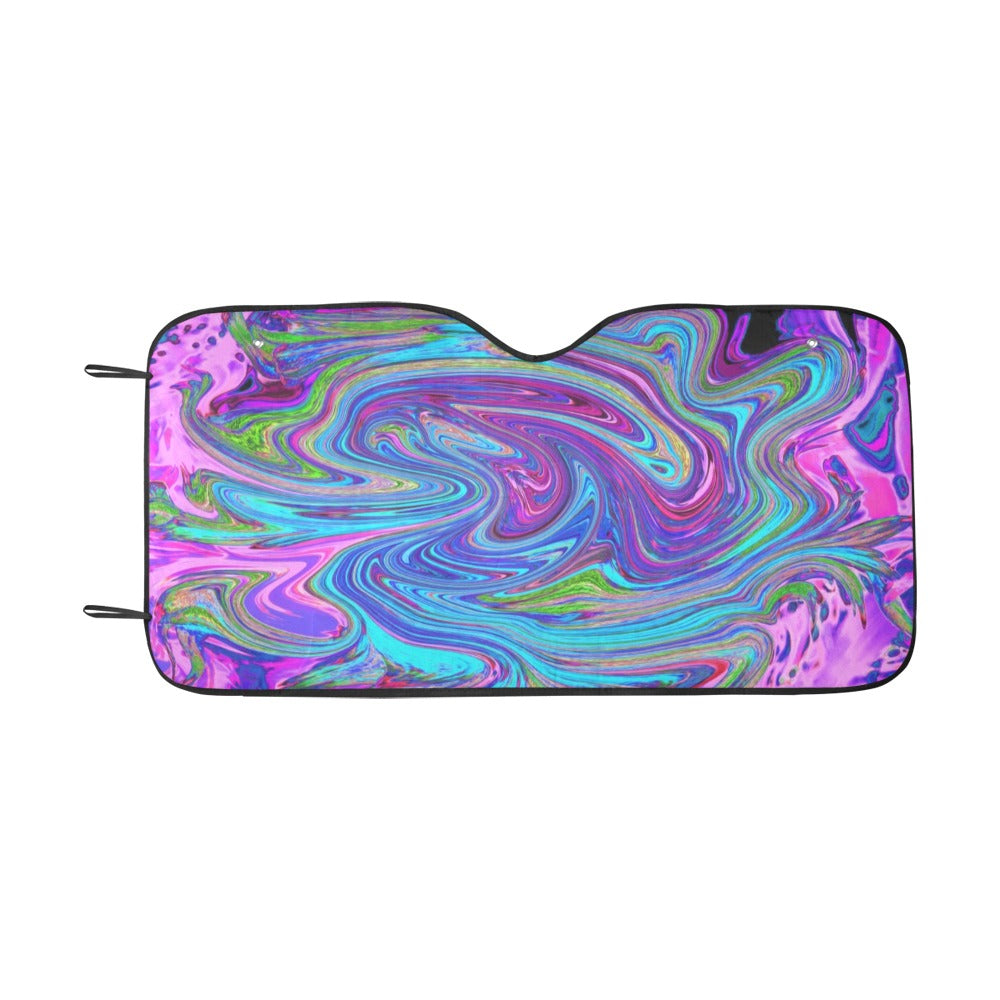 Auto Sun Shades, Blue, Pink and Purple Groovy Abstract Retro Art