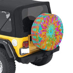 Spare Tire Covers - Small, Tropical Orange and Hot Pink Decorative Dahlia