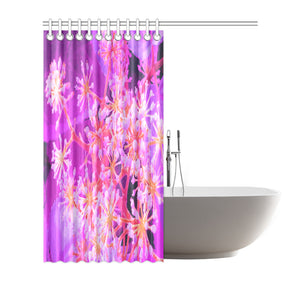 Shower Curtain, Cool Abstract Retro Nature in Purple and Coral
