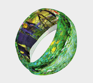 Wide Fabric Headband, My Rubio Garden Sunrise with Tree Lilies, Face Covering