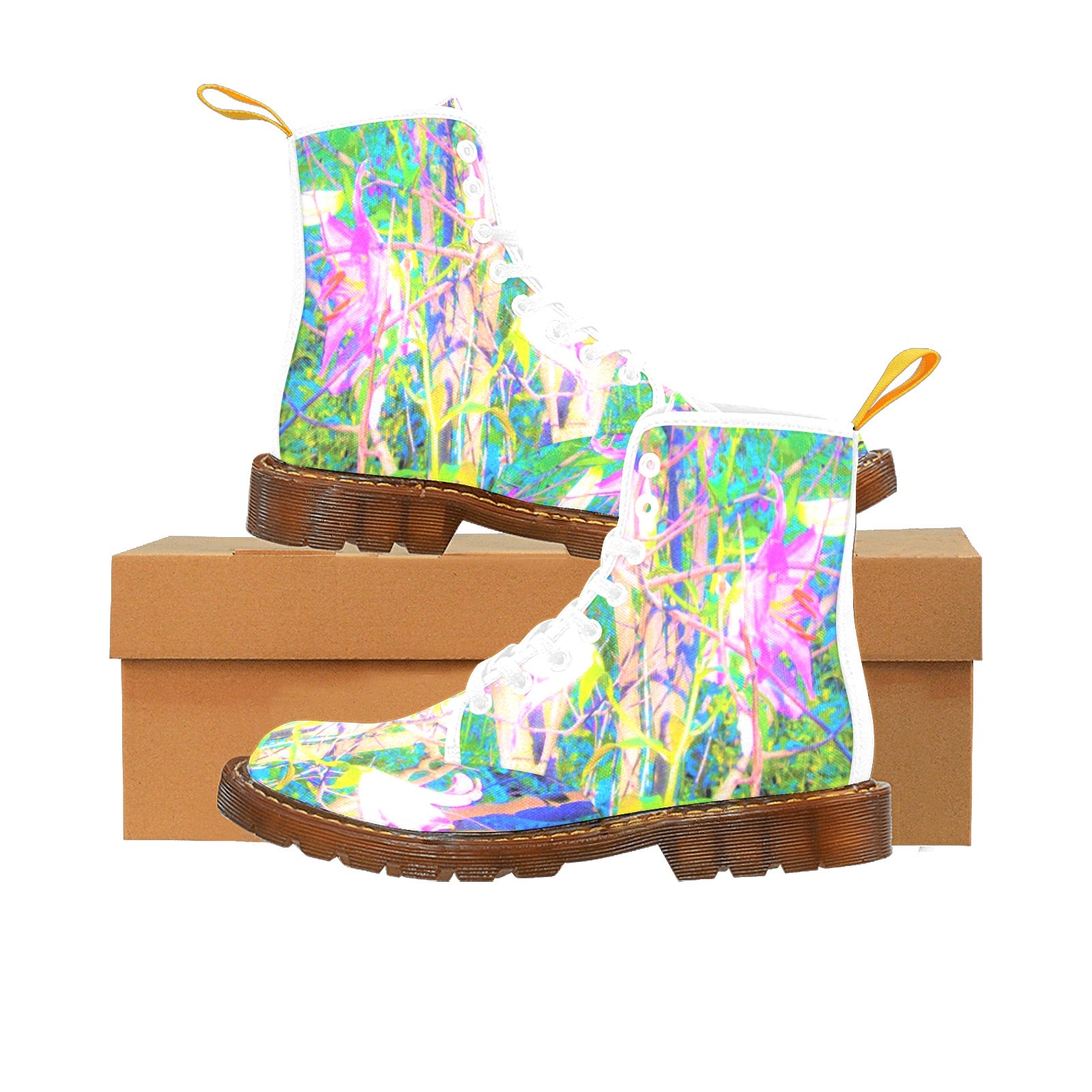 Boots for Women, Abstract Oriental Lilies in My Rubio Garden - White