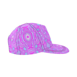 Snapback Hats, Trippy Hot Pink and Aqua Blue Abstract Pattern