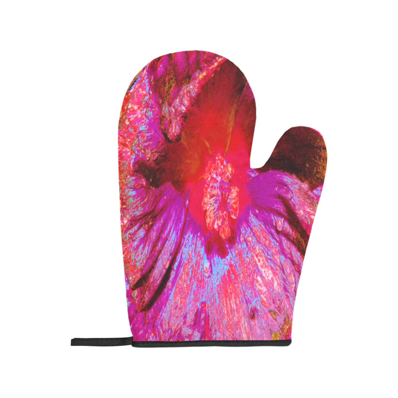 Oven Mitts and Pot Holders Set, Psychedelic Trippy Retro Red Hibiscus Flower