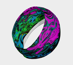 Wide Fabric Headband, Bold Magenta Abstract Groovy Liquid Art Swirl, Face Covering