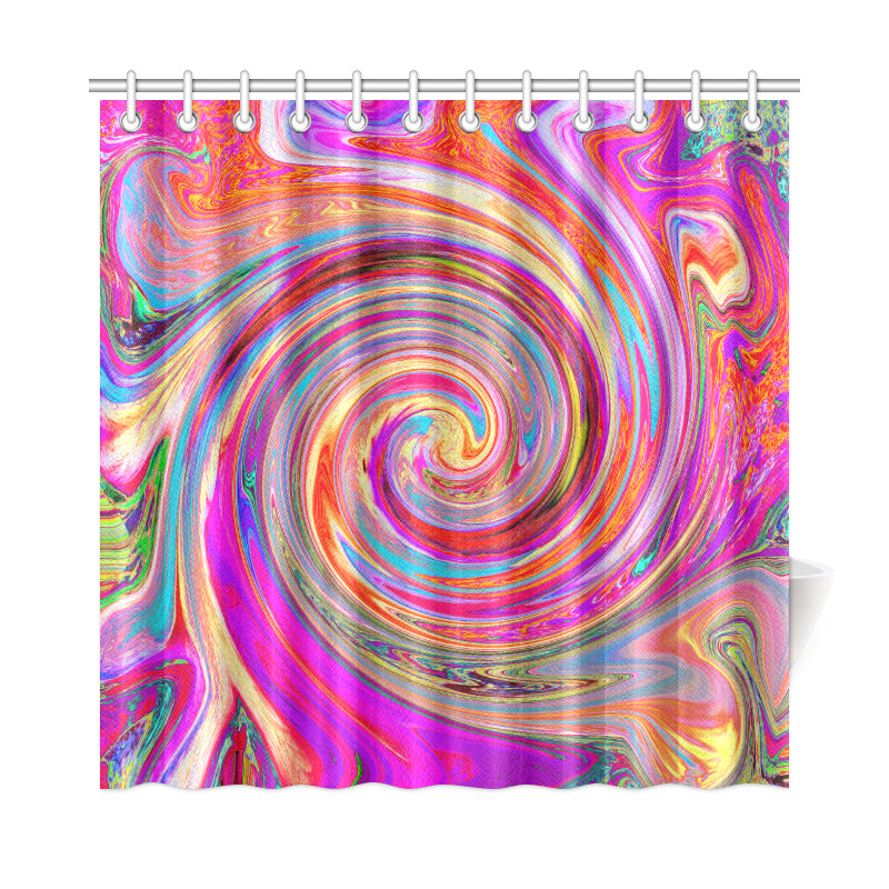 Shower Curtains, Colorful Rainbow Swirl Retro Abstract Design