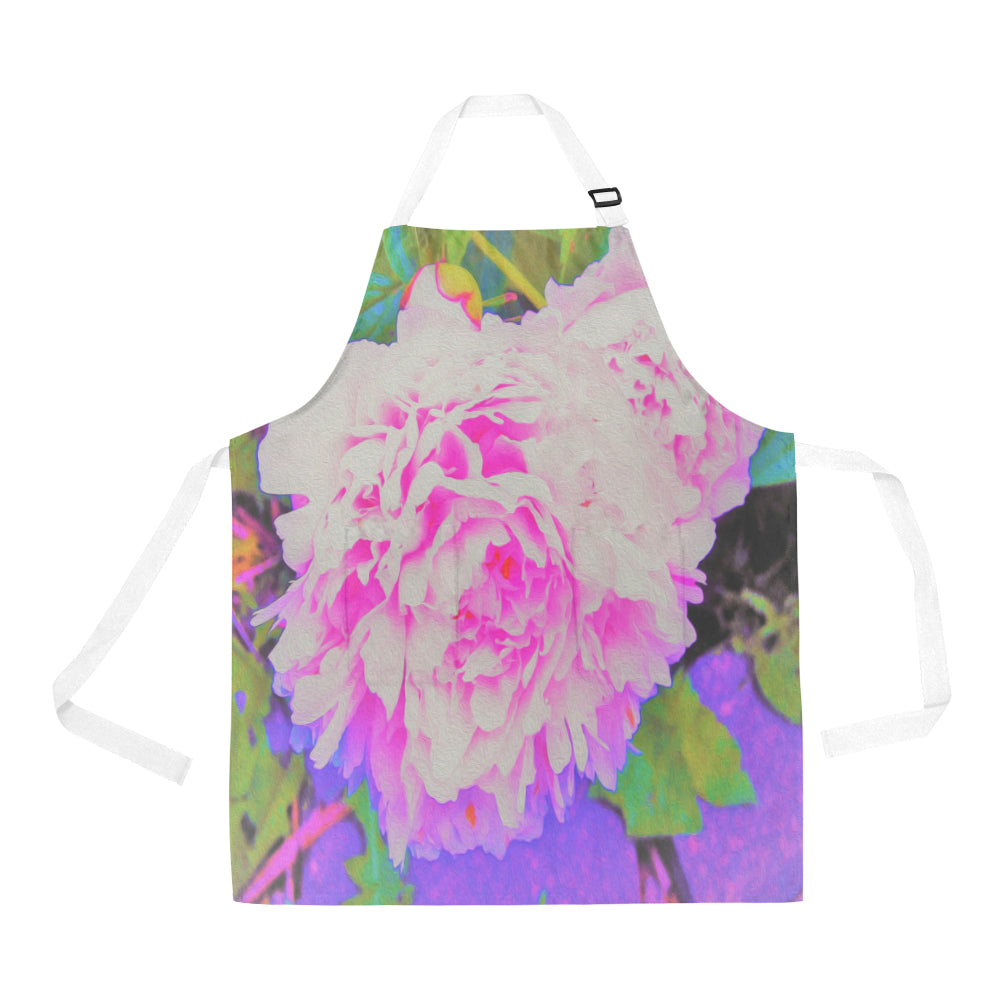 Apron with Pockets, Electric Pink Peonies in the Colorful Garden