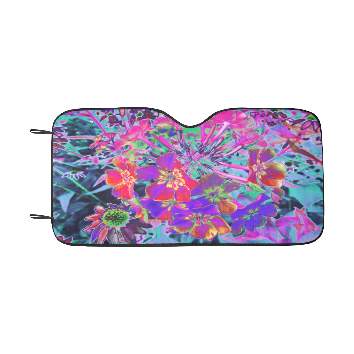 Auto Sun Shade, Dramatic Psychedelic Colorful Red and Purple Flowers