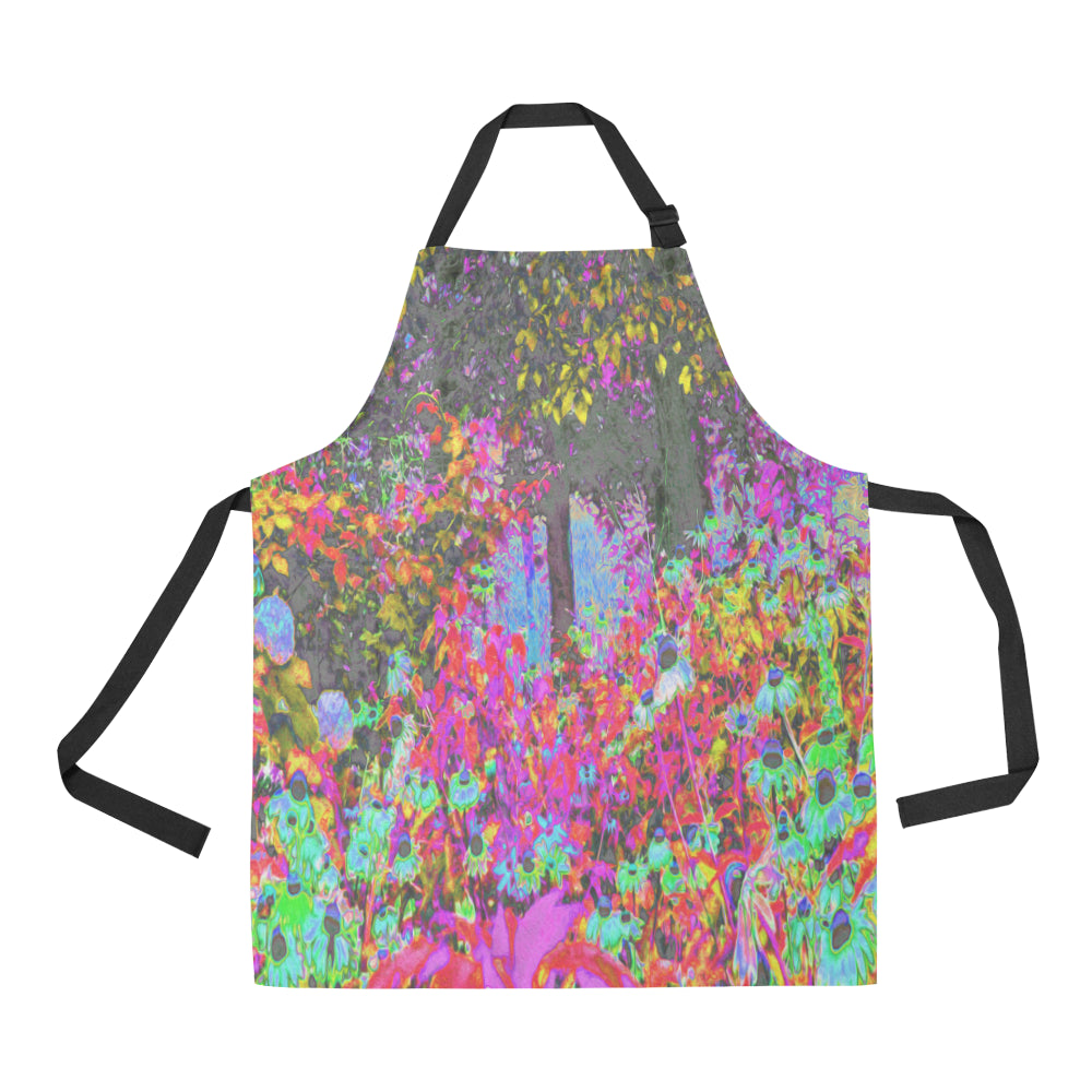 Apron with Pockets, Psychedelic Tropical Festival Garden Sunrise