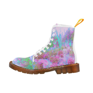 Boots for Women, Impressionistic Pink and Turquoise Garden Landscape