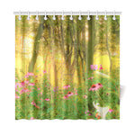 Shower Curtain, Golden Sunrise with Pink Coneflowers in My Garden