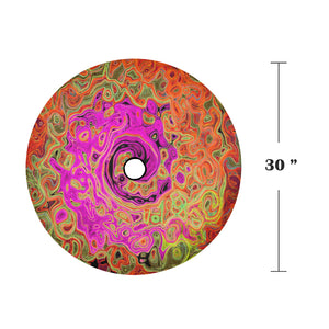 Spare Tire Cover With Backup Camera Hole - Hot Pink Groovy Abstract Retro Liquid Swirl - Small