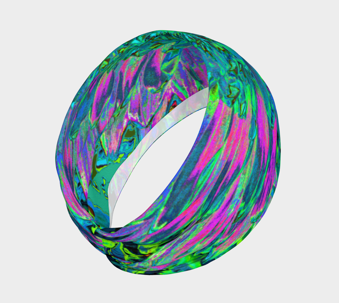 Headbands for Women, Psychedelic Magenta, Aqua and Lime Green Dahlia