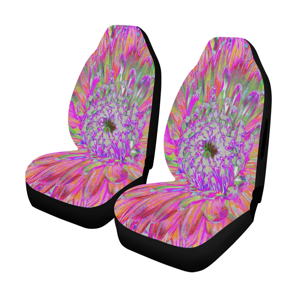 Car Seat Covers - Colorful Rainbow Abstract Decorative Dahlia Flower