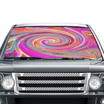 Car Umbrella Sunshades, Colorful Rainbow Swirl Retro Abstract Design