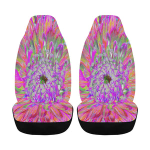 Car Seat Covers - Colorful Rainbow Abstract Decorative Dahlia Flower