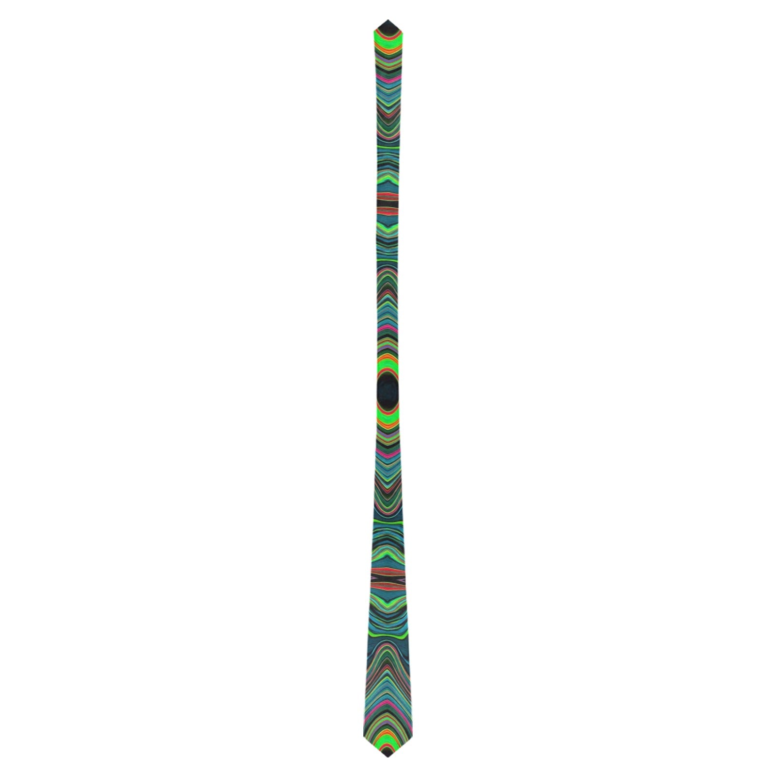 Neck Ties, Trippy Retro Black and Lime Green Abstract Pattern