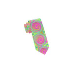 Neck Ties, Groovy Abstract Pink and Turquoise Swirl with Flowers