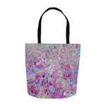 Tote Bags, Abstract Purple Aqua and Pink Coneflower Garden