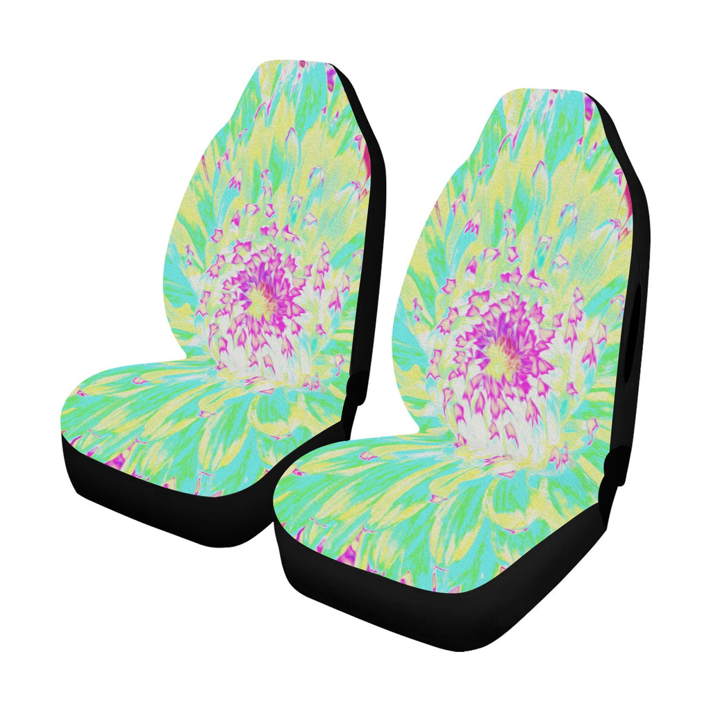 Car Seat Covers - Yellow and Magenta Decorative Dahlia Flower