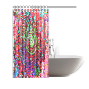 Shower Curtains, Watercolor Red Groovy Abstract Retro Liquid Swirl - 72 x 72