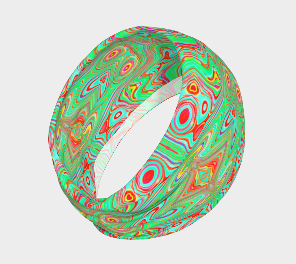 Headband, Trippy Retro Orange and Lime Green Abstract Pattern