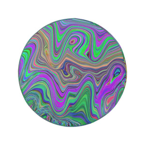 Spare Tire Covers, Trippy Lime Green and Purple Waves of Color - Large