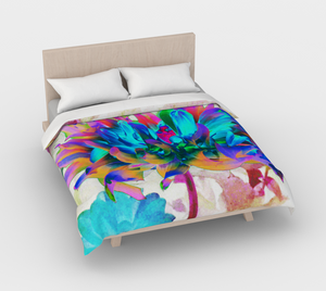 Colorful Floral Duvet Covers, Stunning Watercolor Rainbow Cactus Dahlia