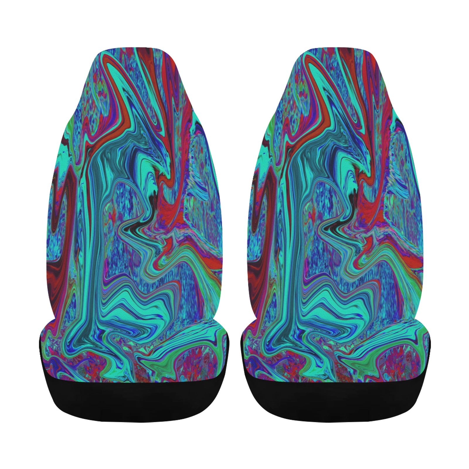 Car Seat Covers, Groovy Abstract Retro Art in Blue and Red