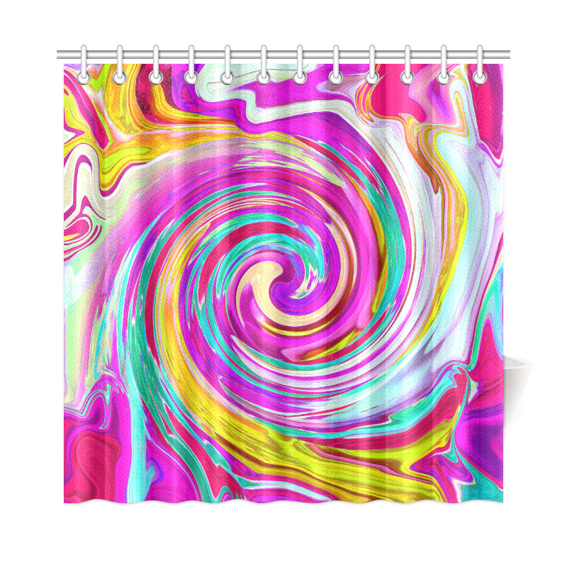 Shower Curtains, Colorful Fiesta Swirl Retro Abstract Design