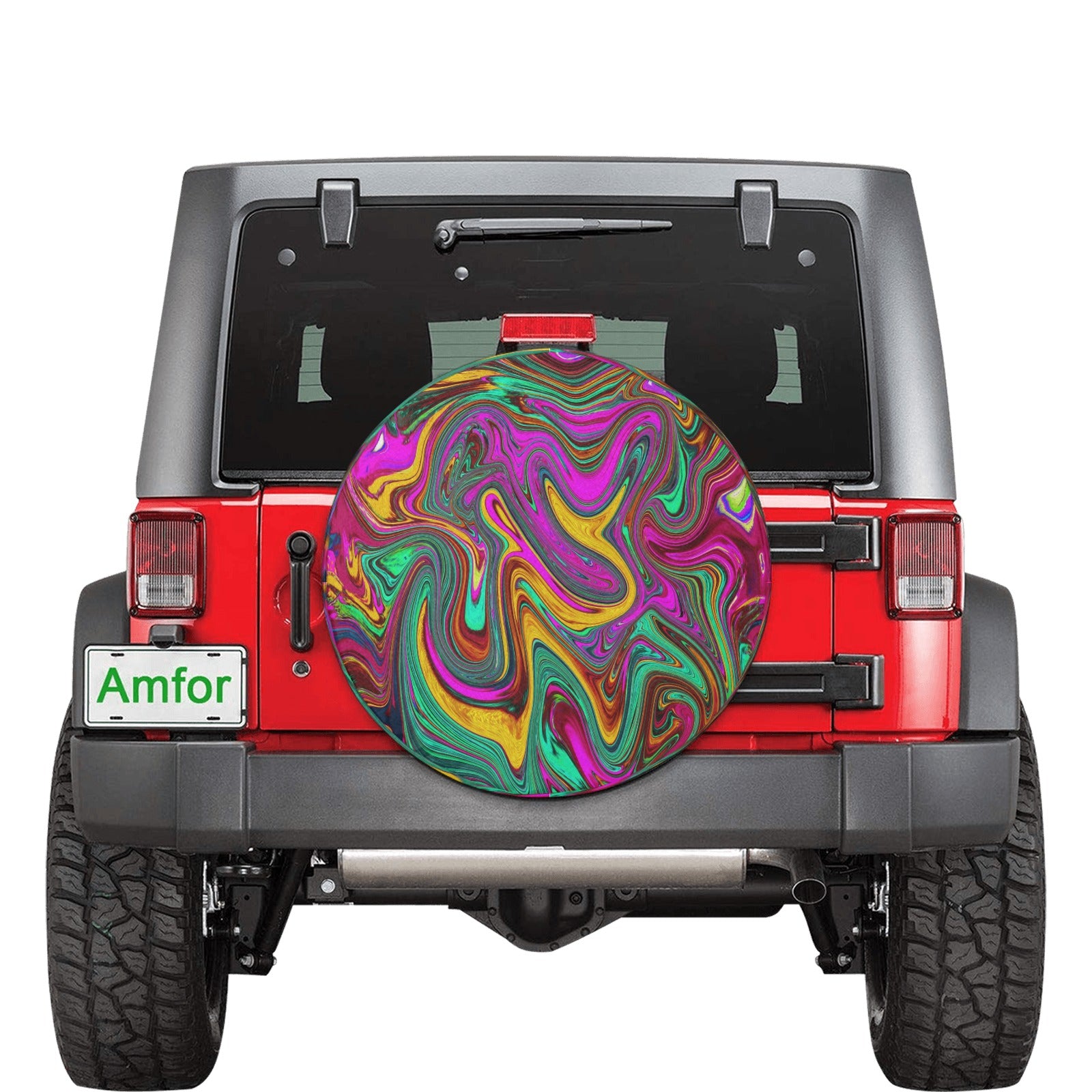 Spare Tire Covers, Marbled Hot Pink and Sea Foam Green Abstract Art - Small