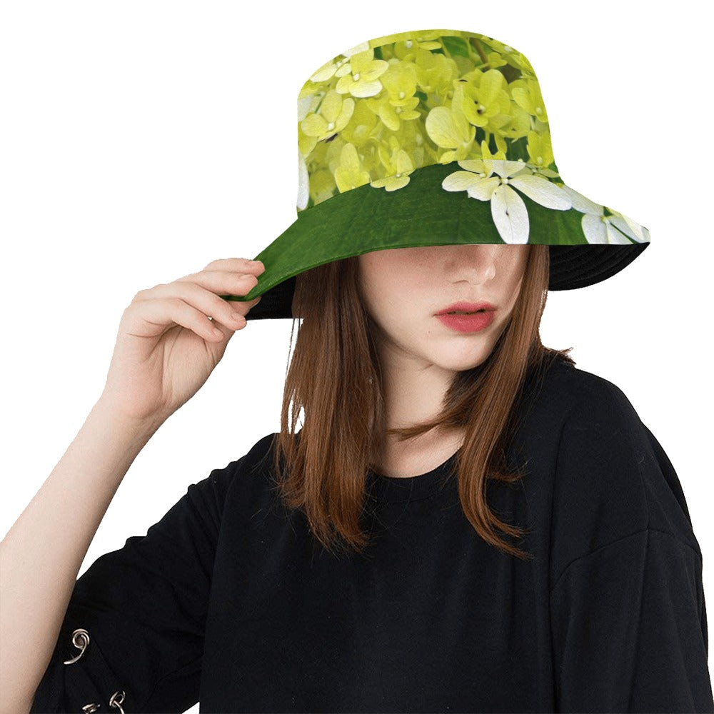 Bucket Hats, Elegant Chartreuse Green Limelight Hydrangea