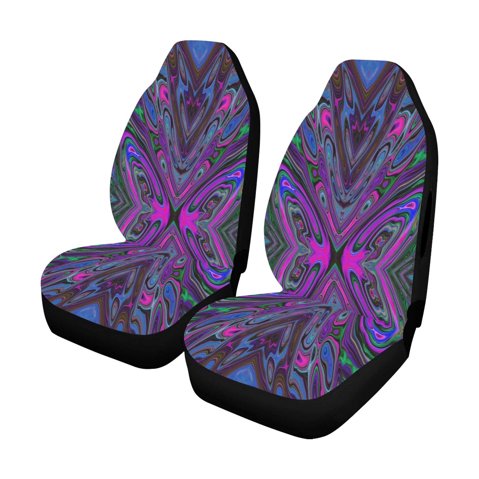 Car Seat Covers, Trippy Magenta, Blue and Green Abstract Butterfly